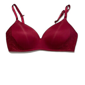 Auden Soft Seamless Bra Berry Lace Size 36D NWT